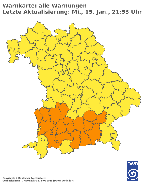 Aktuelle Wetterwarnungen für  Landshut