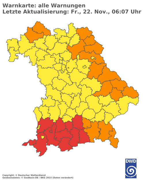 Aktuelle Wetterwarnungen für  Landshut