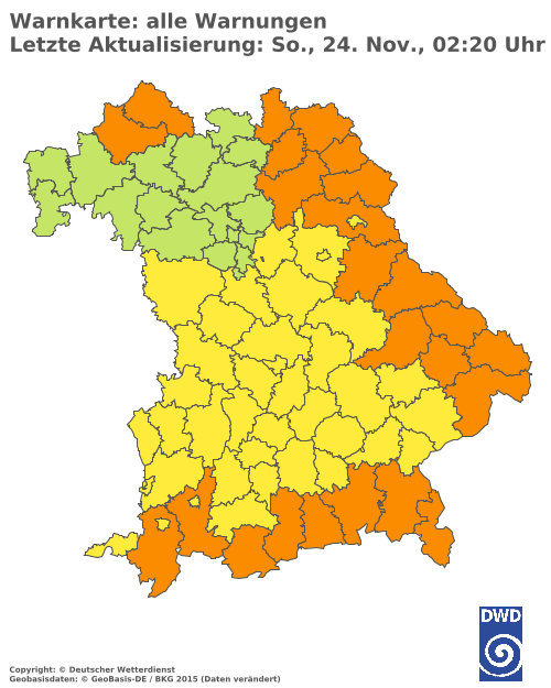 Aktuelle Wetterwarnungen für  Landshut