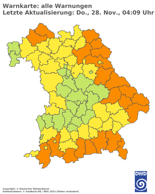 Aktuelle Wetterwarnungen für  Landshut