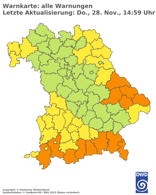 Aktuelle Wetterwarnungen für  Landshut