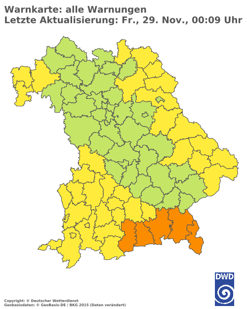 Aktuelle Wetterwarnungen für  Landshut